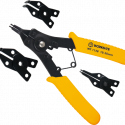 Worksite Pro. 4-in-1 Snap Ring Plier 10-50mm Combination Clip Retaining, Multifunctional, Interchangable, rust-resistant finish. Easy to use. Replaceable Plier Heads. For installing or removing circlips site. WT1128