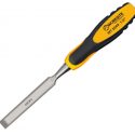 Worksite Flat Plate Wood Chisel 1 inch, Anti-slip ergonomic handle. Professional Bevel Edge Chisel, Drop forged chrome Vanadium blade,  Contoured handles for maximum control, Heavy Duty Flat Chisel for Wood working, Carving projects, lathes. Ideal for detail work on large jobs WT3051