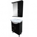 Megaluxe Modern Face Basin And Vanity With 3 Draws – Comes with Mirror and Cabinet  Vanity. Bathroom Sink Black With Faucet Drain Overflow And Storage AG-M001-6