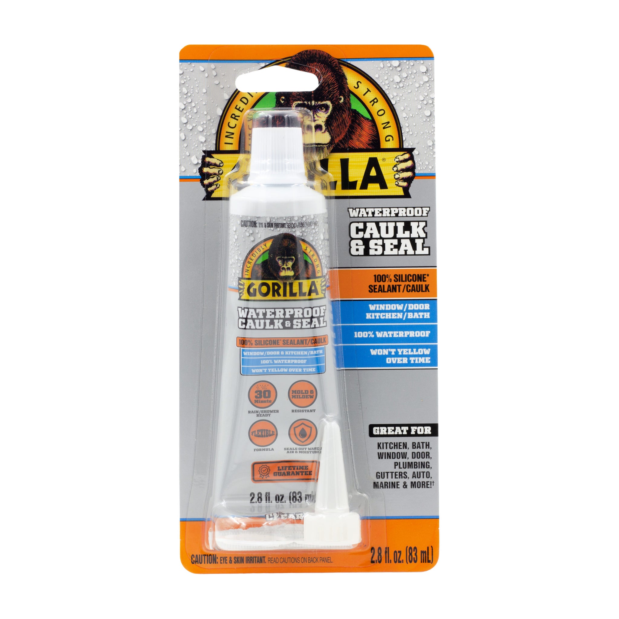 Gorilla Waterproof Caulk And Seal 100% Silicone Sealant (White) provides a strong waterproof seal that will not  mold  and mildew resistant – 109329